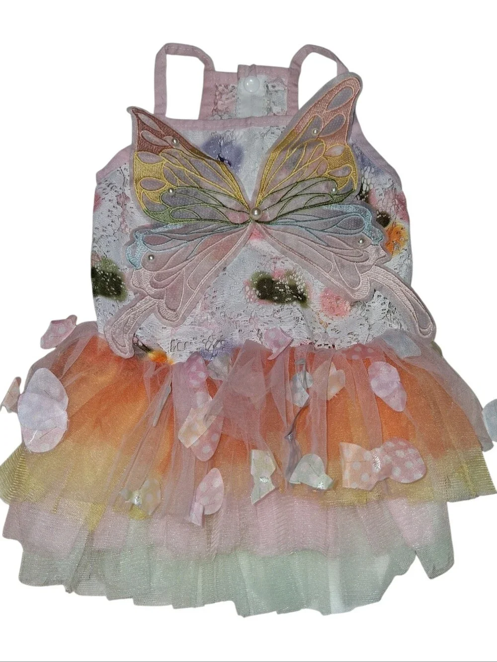 Pet Butterfly Fairy Tutu Dress Pastel Orange Pink Dog Cat Costume Apparel XL